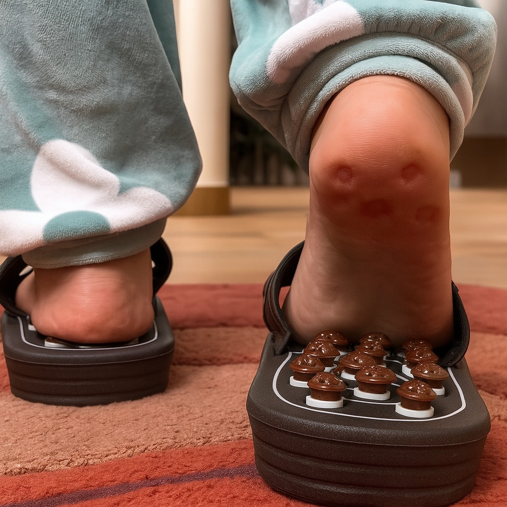Les pantoufles d’acupuncture pour les douleurs aux pieds.